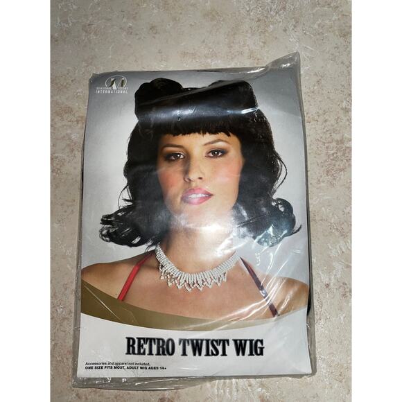 BLACK RETRO FRENCH TWIST WIG HALLOWEEN COSTUME DRESS NEW - Picture 1 of 1